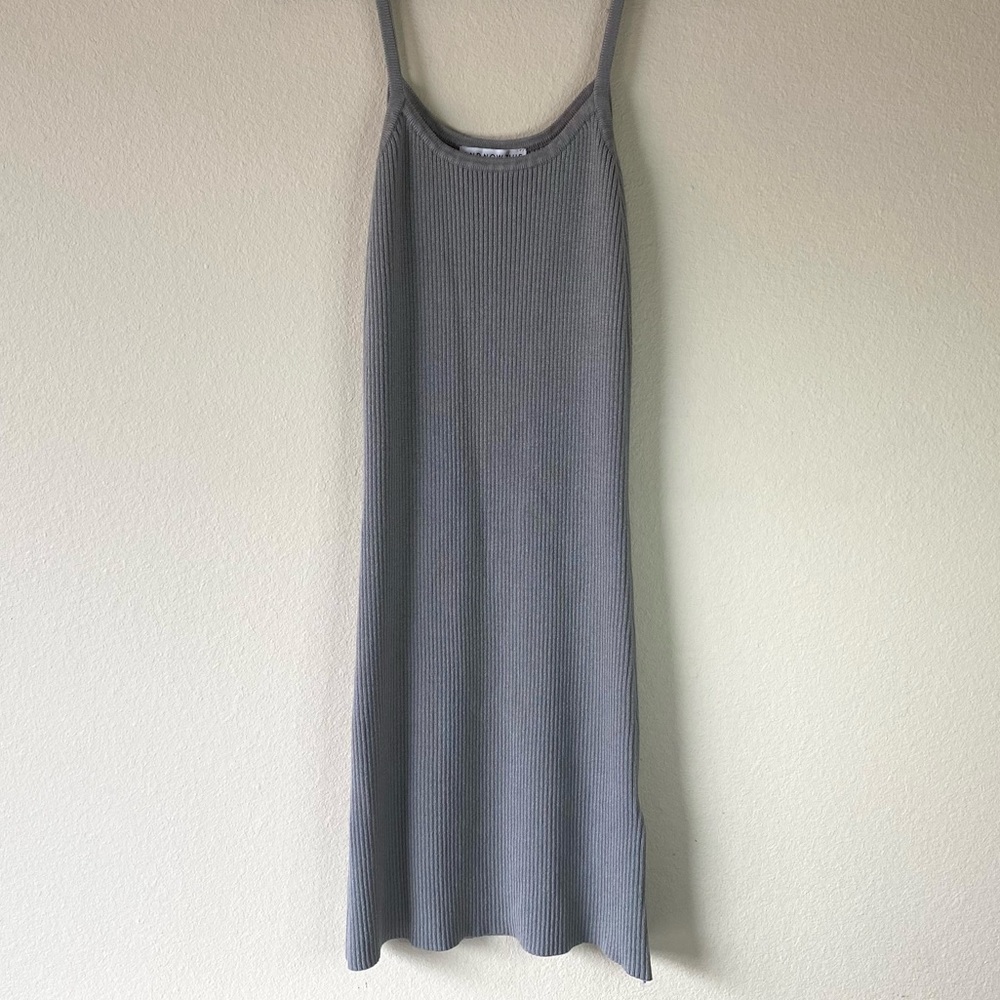 NWOT Grey Rib Sweater Dress, Stretchy & Spaghetti Straps